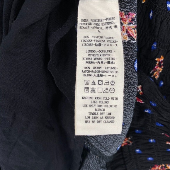 Free People Two Faces Mini Dress Womens XS Black Smocked Waist Balloon Sleeve - Picture 12 of 16
